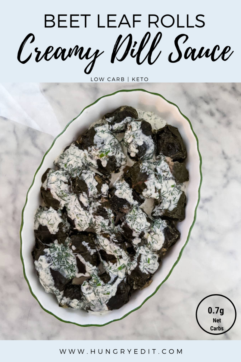 Keto Beet Leaf Rolls (With Creamy Dill Sauce) Holubtsi