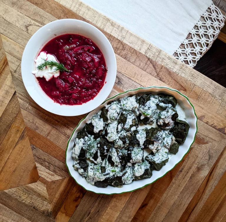 Keto Beet Leaf Rolls (With Creamy Dill Sauce) Holubtsi